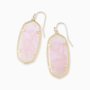 Kendra Scott Jewelry - Elle Gold Drop Earrings In Rose Quartz Kendra Scott Jewelry - Elle Gold Drop Earrings In Rose Quartz